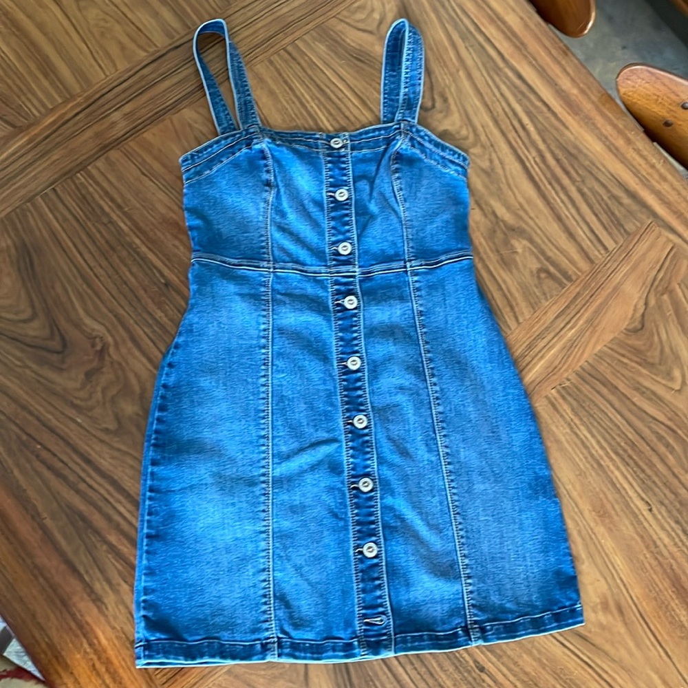 fun HOLLISTER denim DRESS jean S small MINI button front